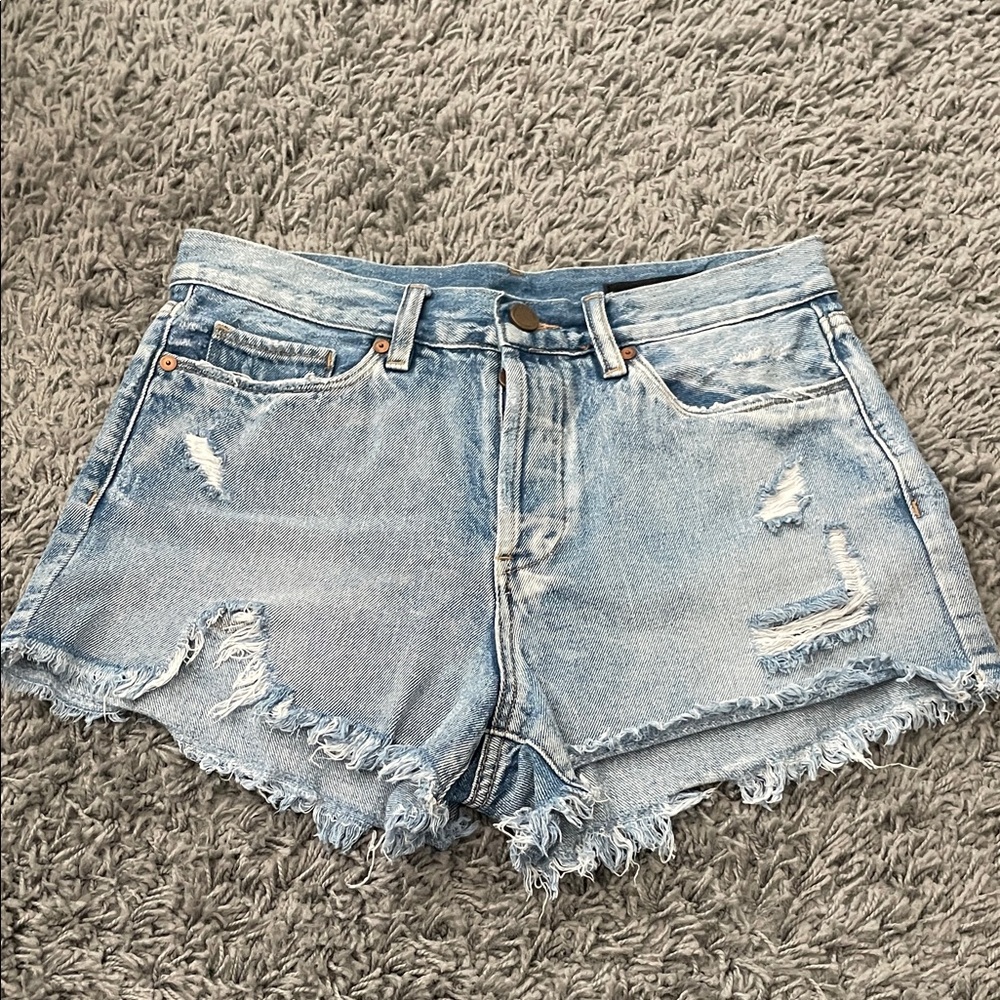 Light Wash Distressed Denim Shorts Frayed Hem Cutoff Jean Shorts Blank NYC 28
